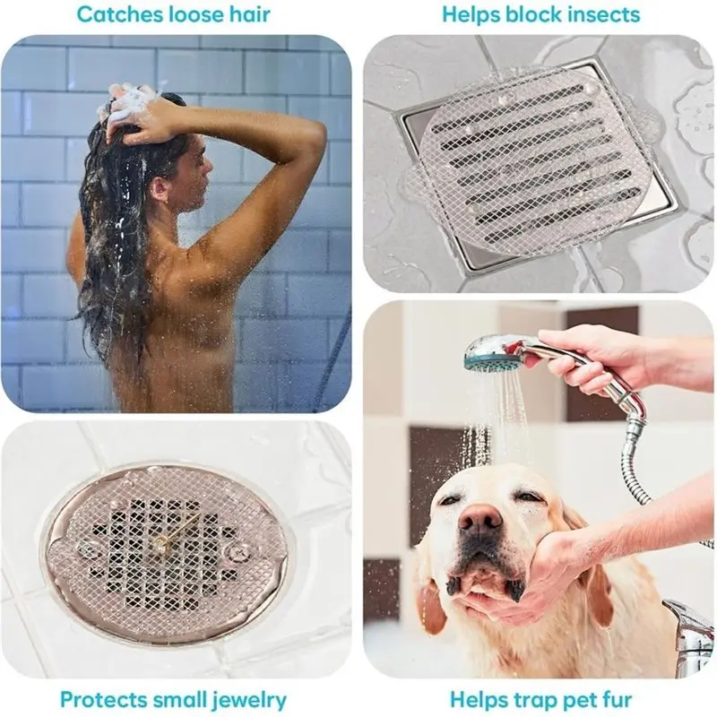Utility Design Disposable Self-Adhesive Shower Hair Catcher, 100 Pack, Mesh Drain Cover Prevents Clogged Pipes,For Bathroom Tub - view 3