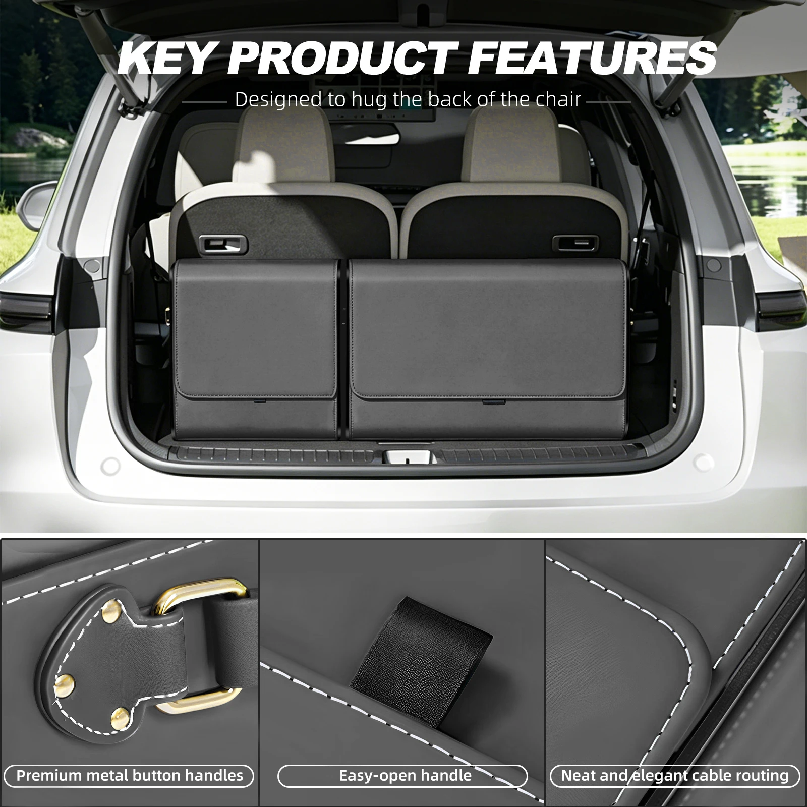 Car Trunk Organizer Box for Volvo XC60 XC90 S90 Anti Scratch No Glue Snap PU Leather Case