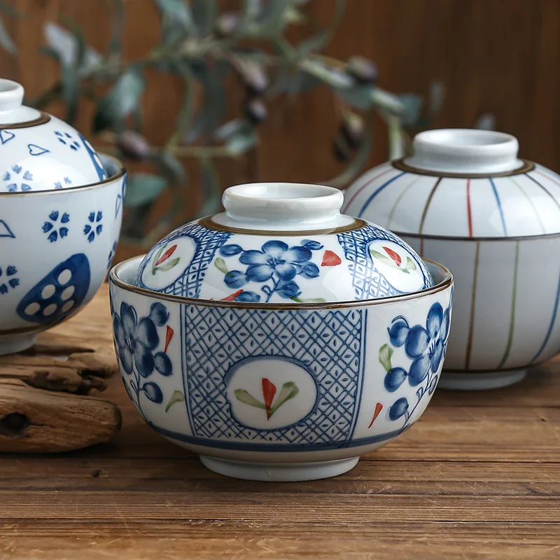 Hand-painted ceramic water-proof stew pot small household stew pot with lid steamed egg bowl soup porcelain pot