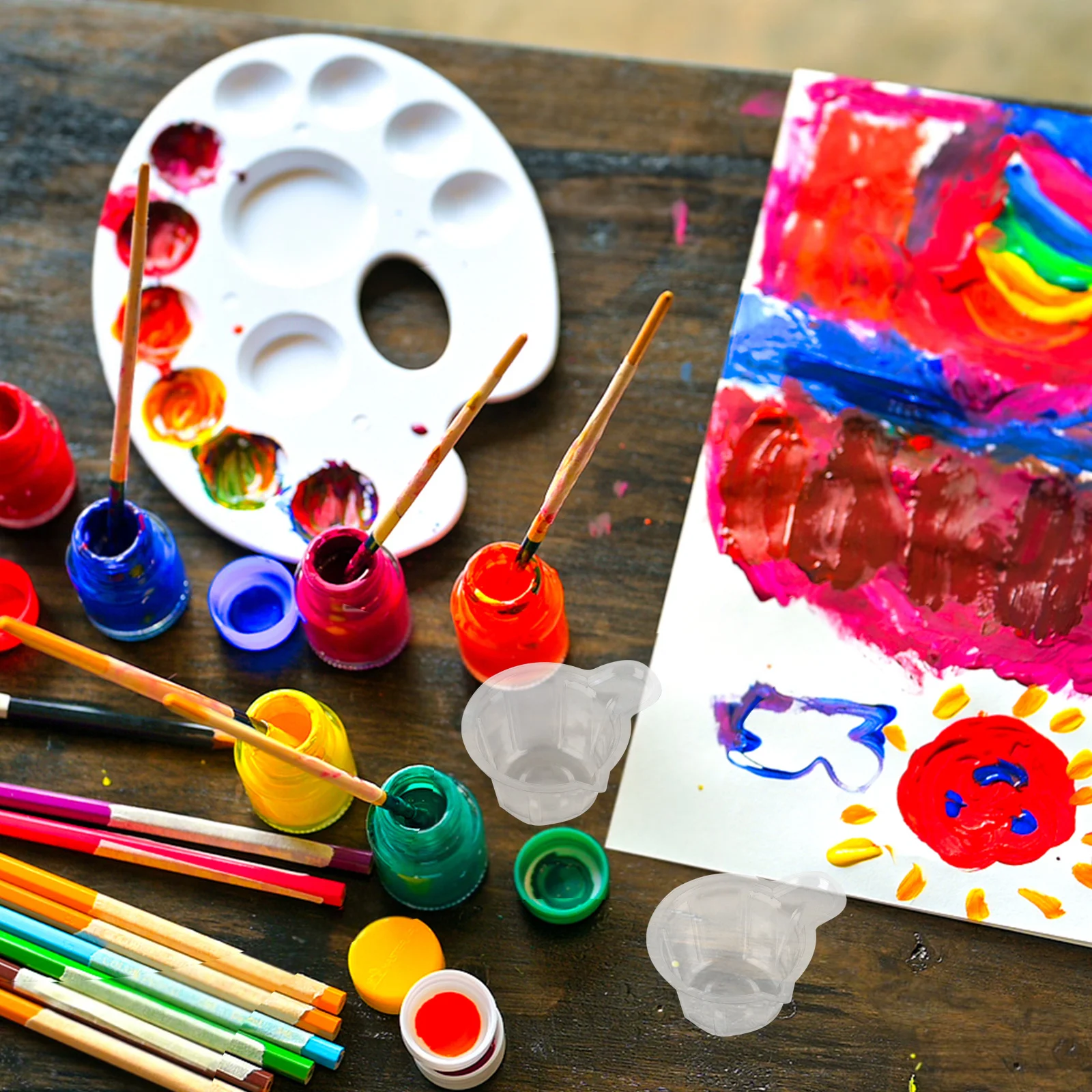 

300 шт., чашки для смешивания эпоксидной смолы, пластиковые контейнеры для перемешивания, одноразовые поделки, тонеры для пигментов, кристаллический клей, краска, прозрачная