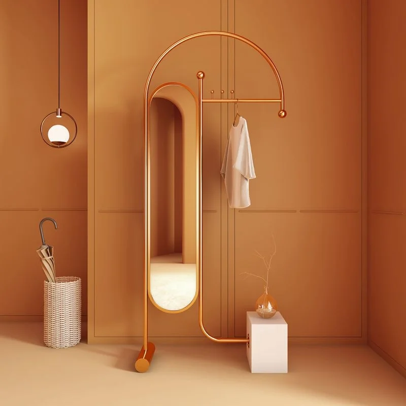 

Custom. Coat Rack Floor Bedroom with Dressing Mirror Integrated Clothes Rack Nordic Door Vertical Household Clothing Hotel