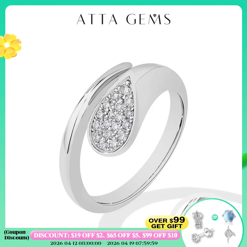 

ATTAGEMS Новое ретро простое регулируемое кольцо с муассанитом для женщин DVVS1 S925 стерлингового серебра помолвка день рождения ювелирные изделия подарок