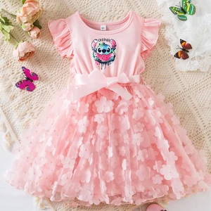Trang phục mùa hè của Lilo Stitch cho trẻ em, quần áo giản dị với con bướm 3D, váy công chúa xinh đẹp cho các cô gái, váy tiệc từ 2 đến 6 tuổi 8 Trang phục bán hàng chính váy bướm - №3