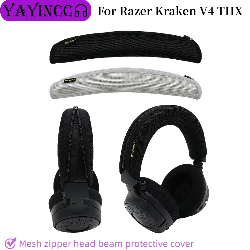 

Advanced feeling Headphone Head Beam Cover For Razer Kraken V4 THX Headphone Head Beam Breathable Mesh Cloth Zipper