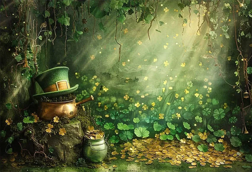 خلفية تصوير من Mehofond باللون الأخضر، يوم القديس باتريك، حفلة عيد ميلاد للأطفال، صورة سحق الكيك، خلفية ديكور للصور Studi