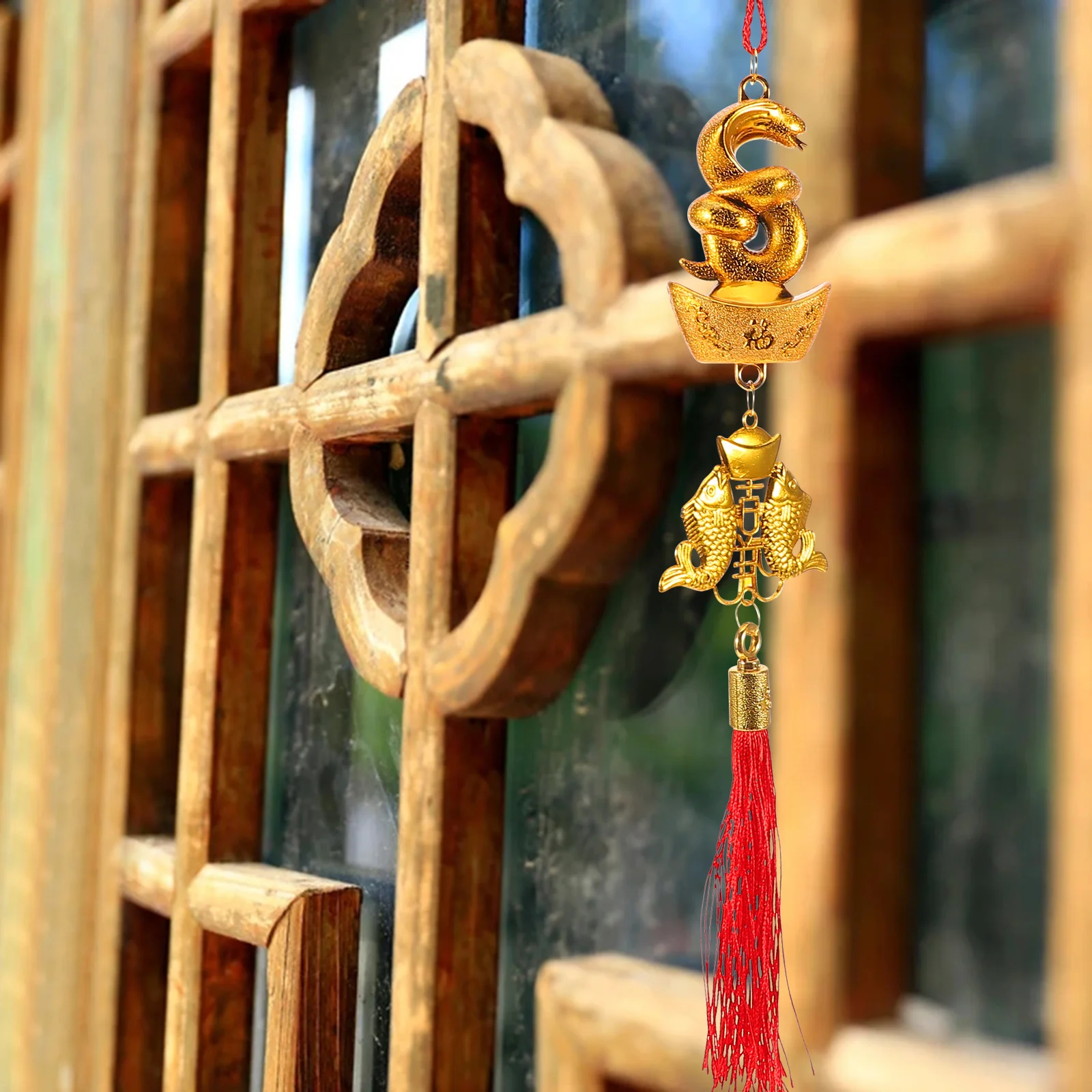 

10 Pcs Decorate Gold Plated Snake Pendant Year Hanging Plastic Lunar New Tassel Chinese Pendants