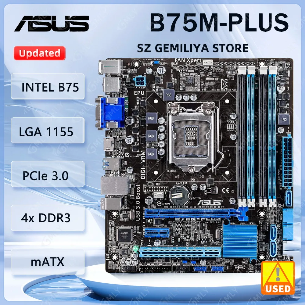 

Материнская плата ASUS B75M-PLUS Intel B75 DDR3 16GB Micro ATX, поддержка процессоров i7-3770, i5-3550, i5-3470, i5-2500, i3-3240.
