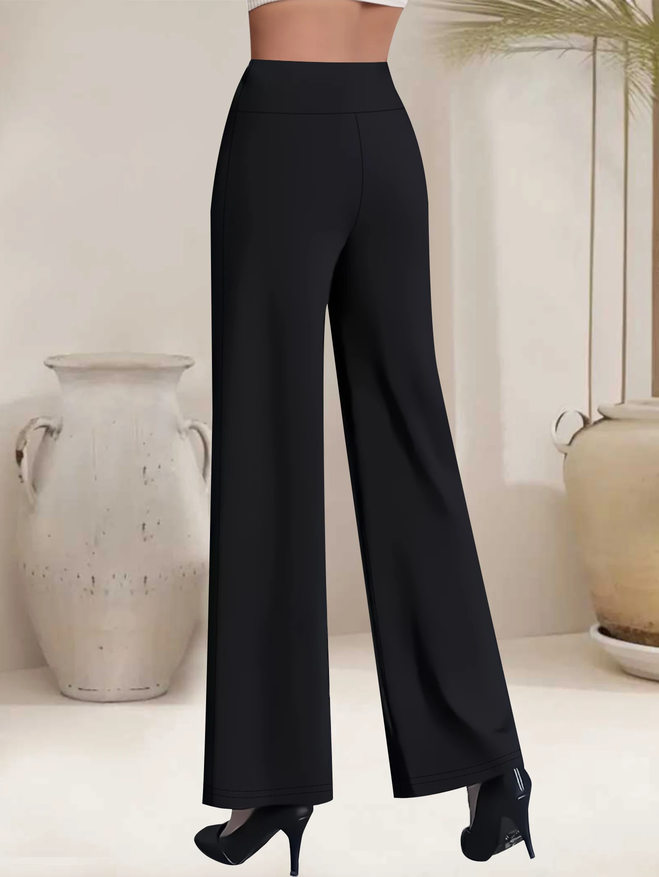1 Paar hochtaillierte Hosen mit geradem Bein – elegante Hosen für Damen, vielseitig einsetzbar für Frühling, Sommer, Herbst und Winter, geeignet für das Büro. – Detail 3