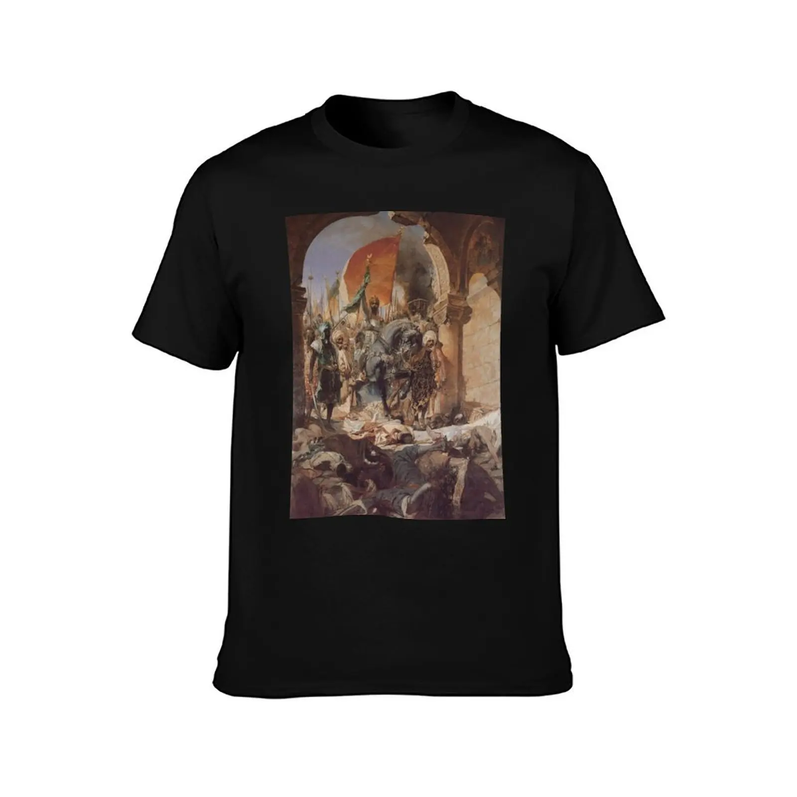 Ottoman Painting: Conquest of Constantinople 1453 T-Shirt Casual Trendy Short Sleeve T-Shirt