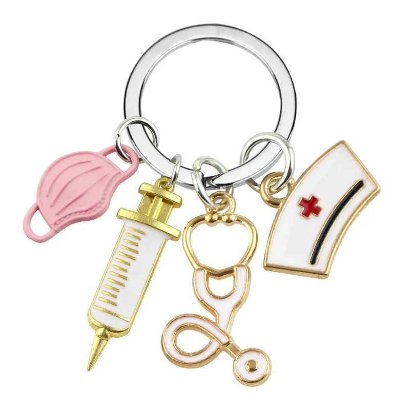 New Nurse Doctor Mask Keychain Paramedic Keychain Syringe Stethoscope Keychain