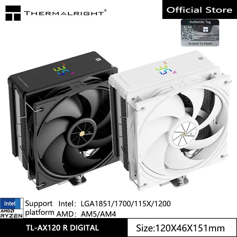 Thermalright TL-AX120 R CYFROWA chłodnica chłodząca procesor, rury grzewcze AGHP4.0/4/obsługa LGA1851/1700/115X/1200/AM5/AM4