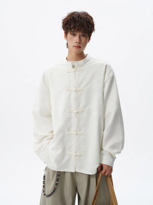 

Tangz Studio Men's Long Sve irt plus Size Trendy Brand Sle Button up Chinese Sle Clothing Stand Fit Daily Wear