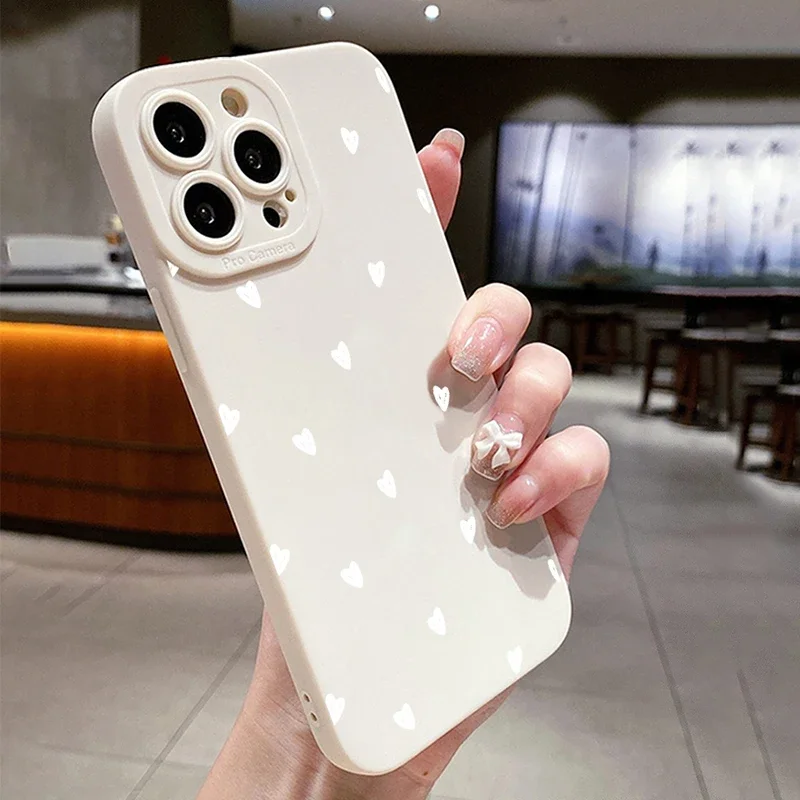 Cute Little Hearts Print Phone Case For iPhone 15 Pro Max 14 13 12 11 XS XR X 7 8 15 Plus SE 2020 Shockproof Soft Silicone Cover