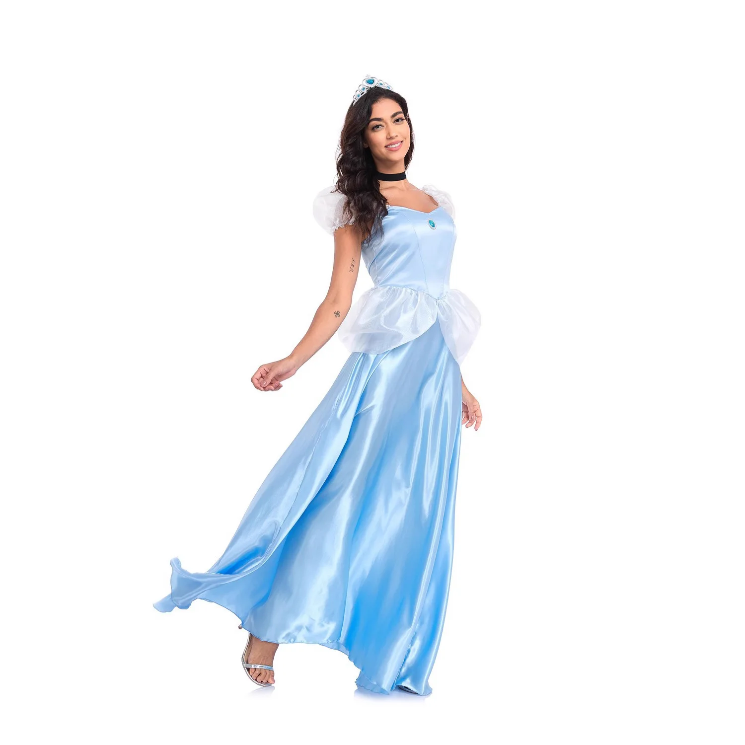Princ Long Dr Blue Ball Gown loween Costume Cinderella Transformation Masquerade Performance Wardrobe