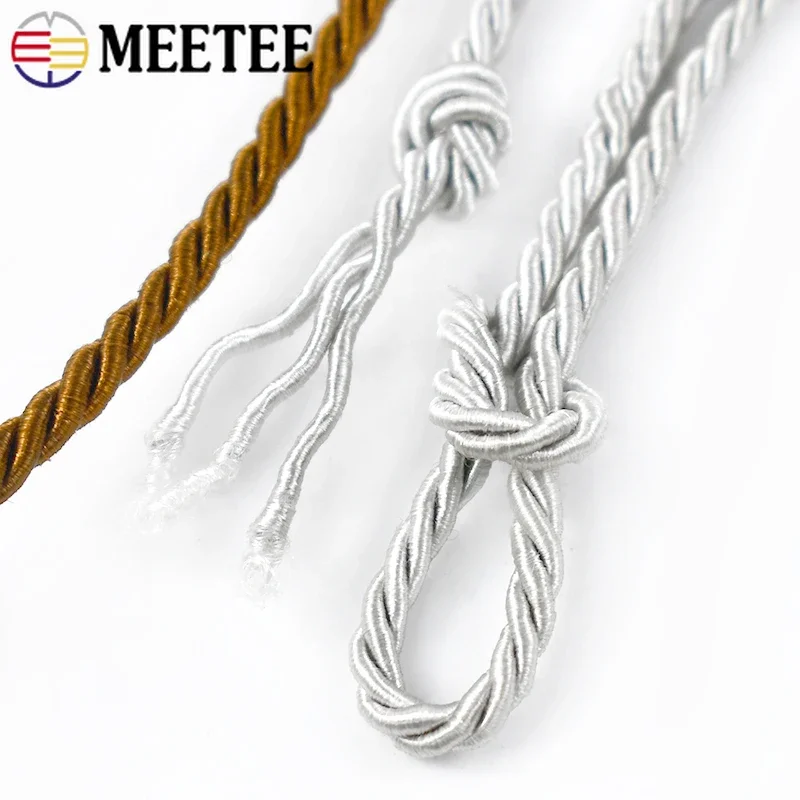 5Meters 3mm Meetee Nylon Ropes 3 Shares Braided Cord Polyester Clothes Decoration Rope Lace Ribbon Pillow Curtain Home Textiles