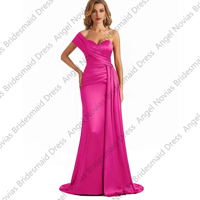One Shoulder Burnt Orange Bridesmaid Dresses with Side Skirt Customized Evening Prom Party Gowns Robes Invitee Mariage