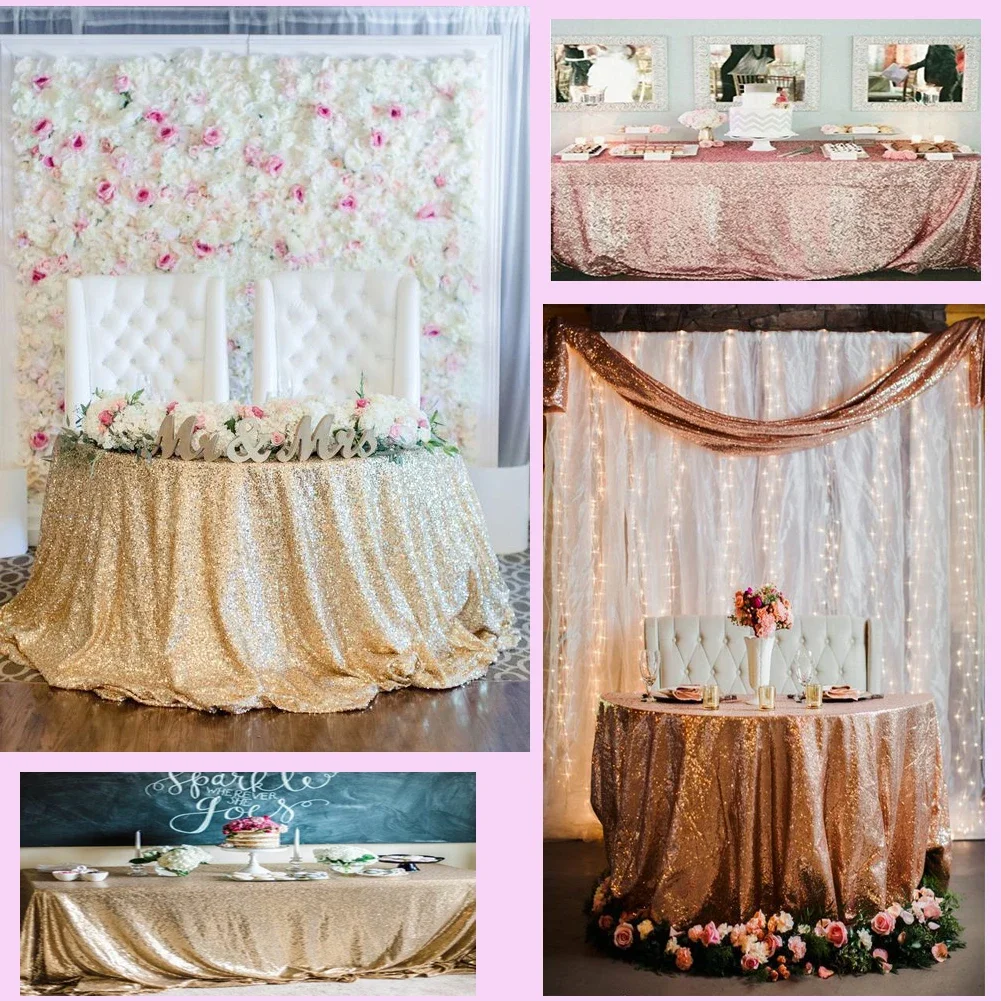 Sequin Tablecloth Glitter Round/Rectangular Table Cloth For Wedding Banquet Christmas Birthday Party Decor Home Tea Tablecloths