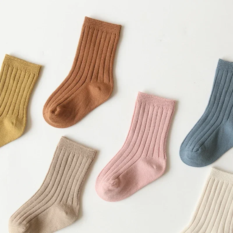 Boys and Girls Socks for Autumn Winter New 2022  Baby Clothes Accessories Pure Color Soft Comfortable Toddler Cotton Sock Korea