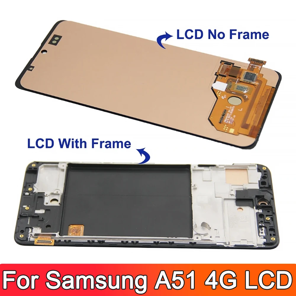 OLED For Samsung Galaxy A51 4G A515 LCD Display Touch Screen With Frame Digitizer Assembly For Samsung A51 LCD