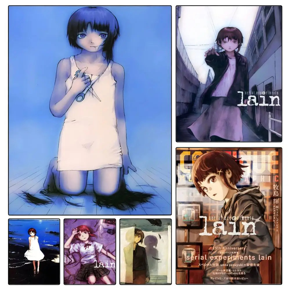 anime Serial Experiments Lain Poster Poster Waterproof HD Unframed Self‑Stick Decor Wall Art for Home Room Decoration Gift