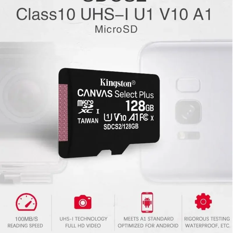 Kingston Canvas Select Plus MicroSD Card 100MB/S Carte SD Memoria  32GB 64GB 128GB 256GB  512G TF Flash Memory Card for Phone