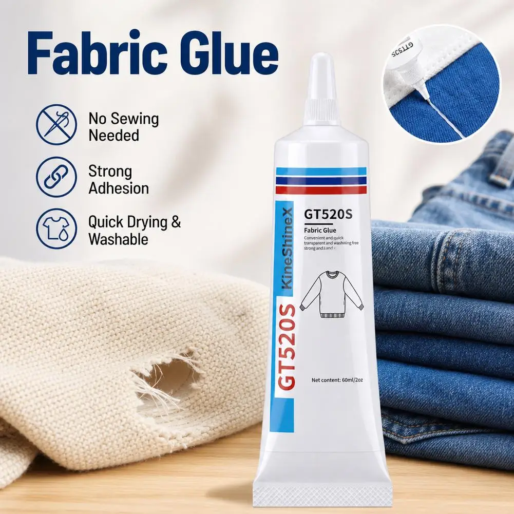 60ml Strong Fabric Glue Quick Dry Waterproof Dry Fabric Patching Glue For DIY Clothing Repair Mending Printing Pattern Glue