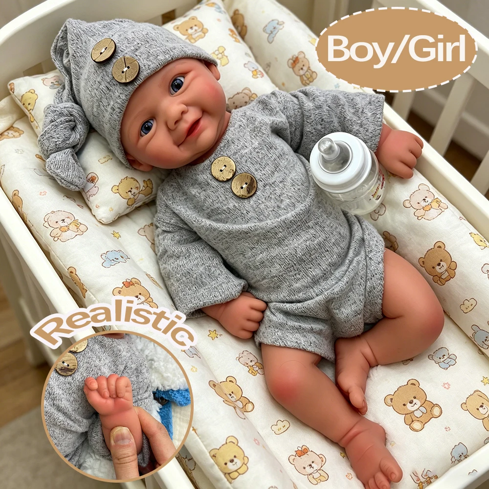 

Lifelike 43cm Silicone Reborn Baby Open Eyes Real Skin Details Handmade 1:1 Weight Real Touch Can Makeup DIY Artist Doll