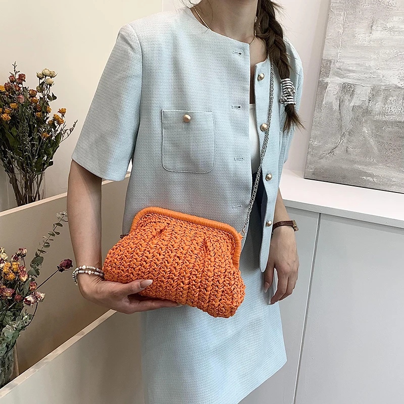 Small Straw Crossbody Bags For Women 2024 Simple Korean Fashion Summer Shoulder Bags Lady Travel Handbags Female Weave Beach Bag