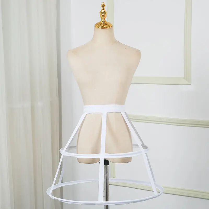 

Women Girls Elastic Waistband Adjustable Pannier Petticoat White Black 2 Hoop Cage Skirt Wedding Bridal Crinoline Underskirt