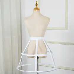Women Girls Elastic Waistband Adjustable Pannier Petticoat White Black 2 Hoop Cage Skirt Wedding Bridal Crinoline Underskirt