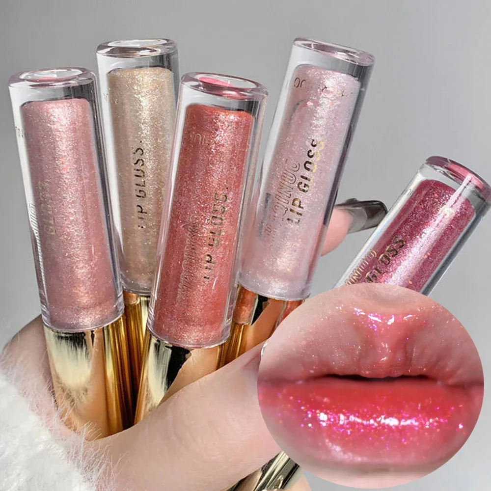 Diamant Glitter Lip gloss wasserdichte feuchtigkeit spendende Lippen glasur dauerhafte schimmernde glänzende Spiegel flüssige Lippenstift koreanische Make-up-Kosmetik