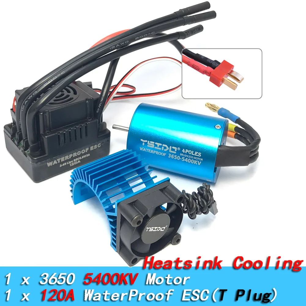 YSIDO 3650 Combo 5400KV 3600KV Borstelloze Motor 60A/80A/120A ESC voor 1/10 Traxxas HSP Tamiya Arrma RedCat RC Monster Truck auto