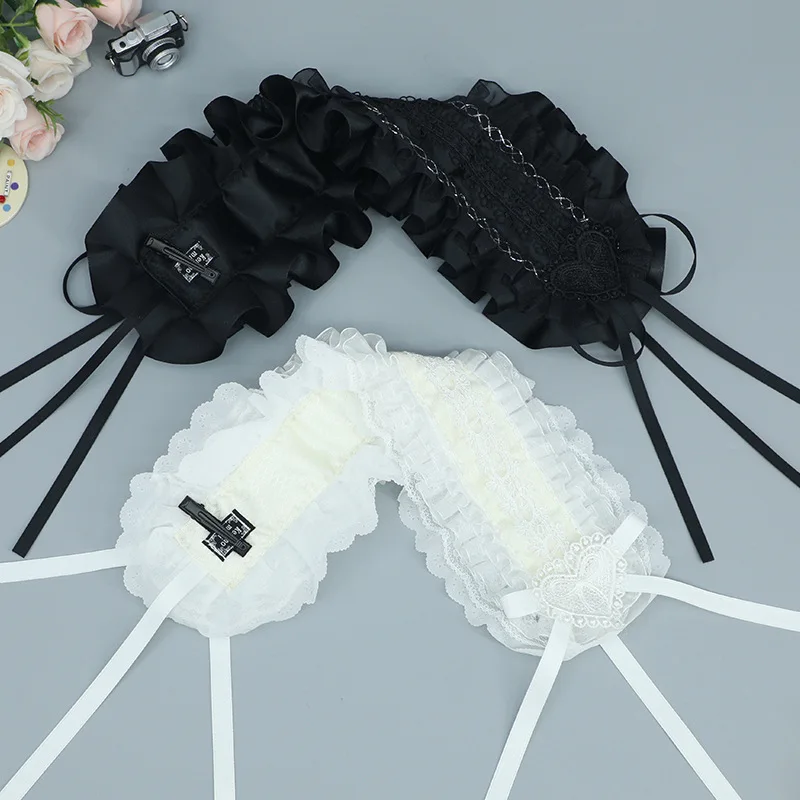 Lolita Lace Ruffled Bow Headwear Retro Classic Handmade Hair Ornament Kawaii Girl Cosplay Party Accessories Y2K Gothic Headdress