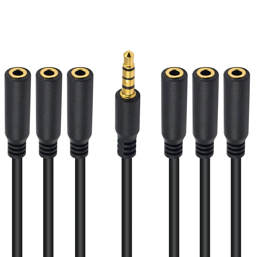 3.5mm TRRS Jack 1/8 męski do żeński 1 do 5/6 portów AUX przewód Stereo mikrofon słuchawkowy przewód rozszerzenie Audio do rozdzielacza zestaw