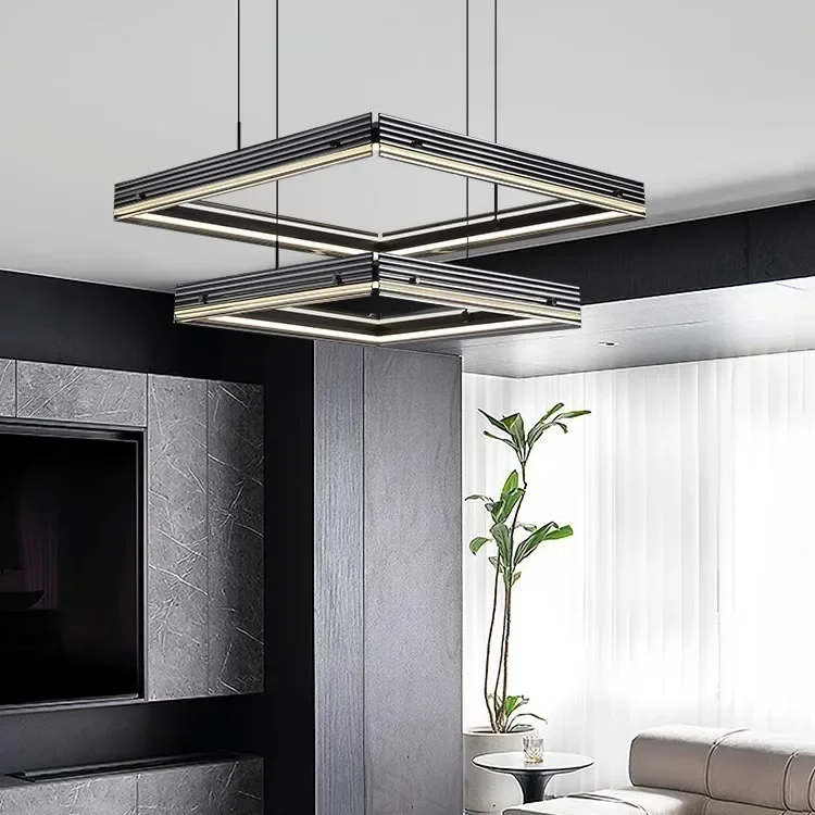 Light luxury living room chandelier Modern simple atmosphere Aluminum glass chandelier Personality