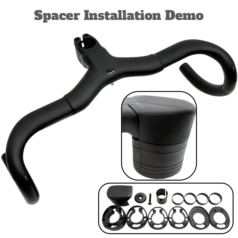 Carbon Fiber Integrated Drop Bar OD2 Handlebar 31.8/28.6mm Internal Routing Gravel Road Bike Handlebar 380‑440mm Bicycle Parts