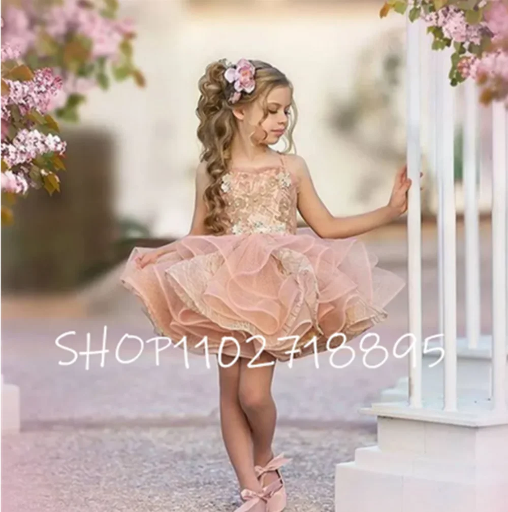 Flower Girl Dress Sheer Full length 3D Butterfly Kids Cloth Baby Girl Birthday Dress Big Bow