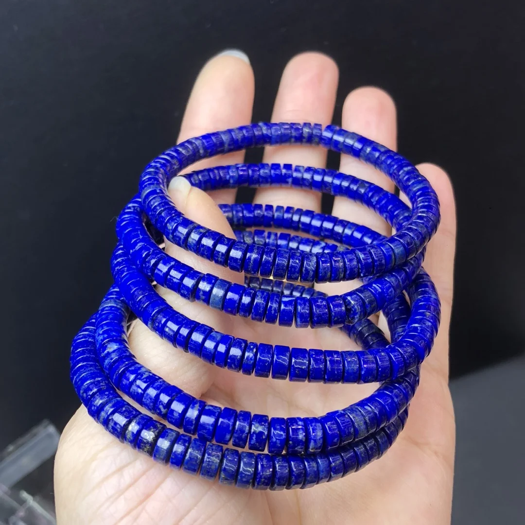 

1 Pc Fengbaowu Natural Lapis Lazuli Bracelet 6MM Flat Round Disk Beads Reiki Healing Stone Fashion Jewelry Gift For Women Men