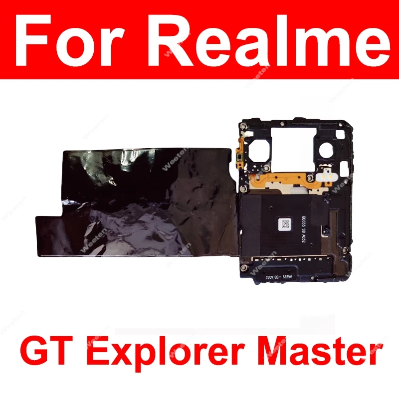 

For Realme GT Explorer Master Antenna Mainboard Cover Signal Upper Motherboard Cover Frame With Flahlight Flex Cable Parts