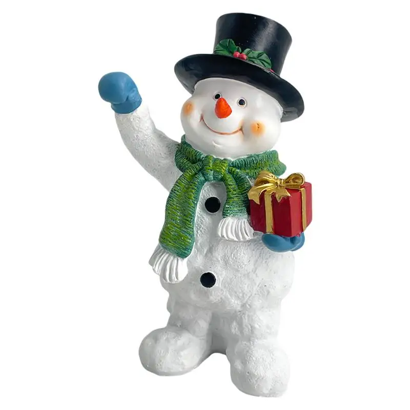 

Snowman Figurines Christmas Small Desktop Sculpture Resin Christmas Desktop Figurines Winter Decor Sculpture Ornament For Home