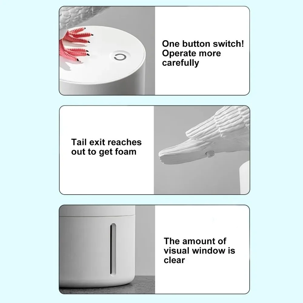 

Pigeon Shape Sensor Soap Dispenser Automatic Induction Battery Model Foam Washing Phone 300ml Hand Washing Tool