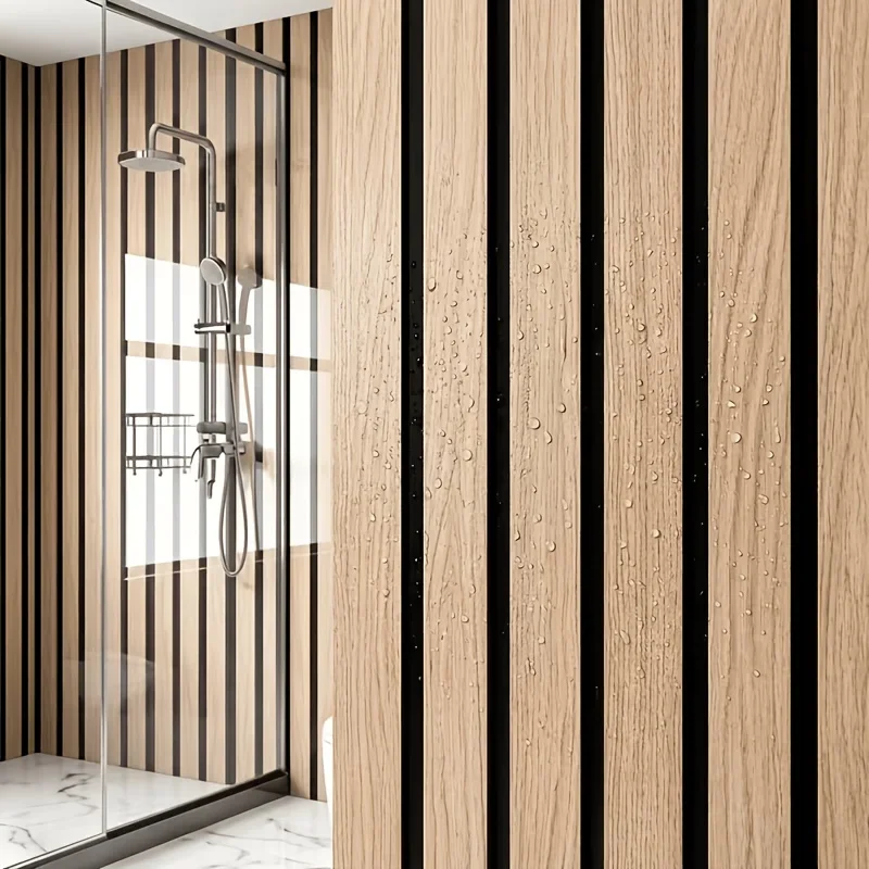 Grid Vinyl Self-Adhesive Wallpaper Easy 3D Vertical Stripes with Strong Backing Waterproof Scratch-Resistant Vintage Background