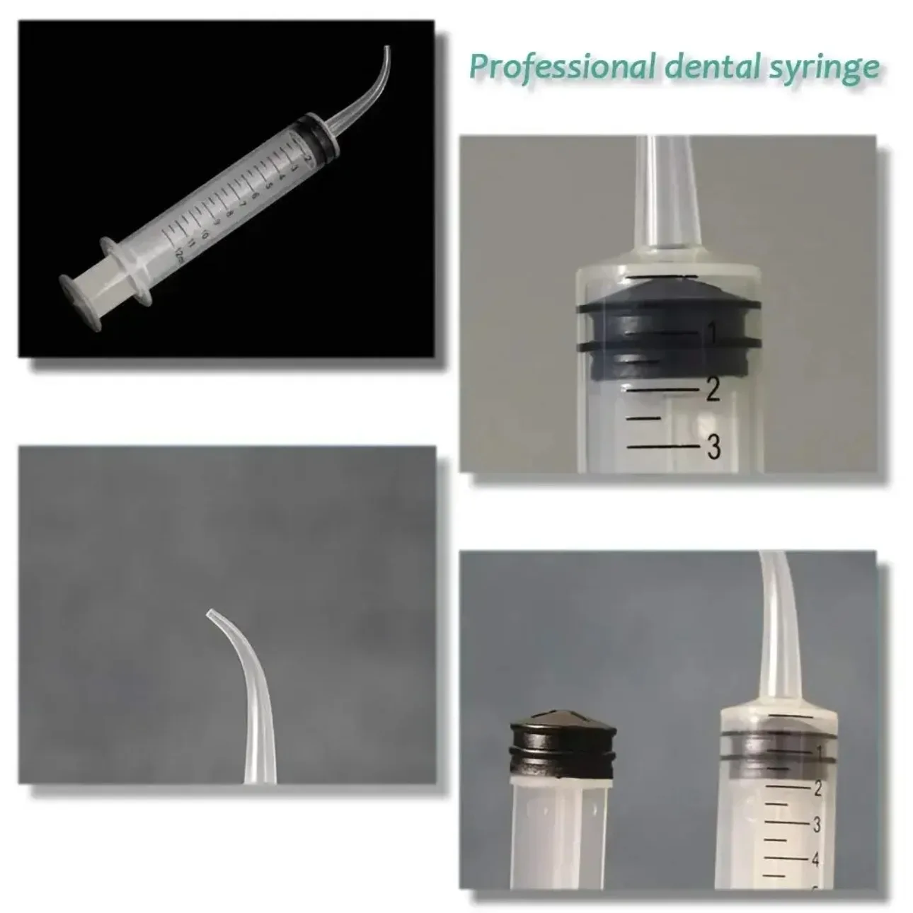 5PCS AG Dental Syringe Disposable 12cc/ml Dental Irrigation Syringe with Curved Tip for Oral Fragrance-Free, Measurement Marking