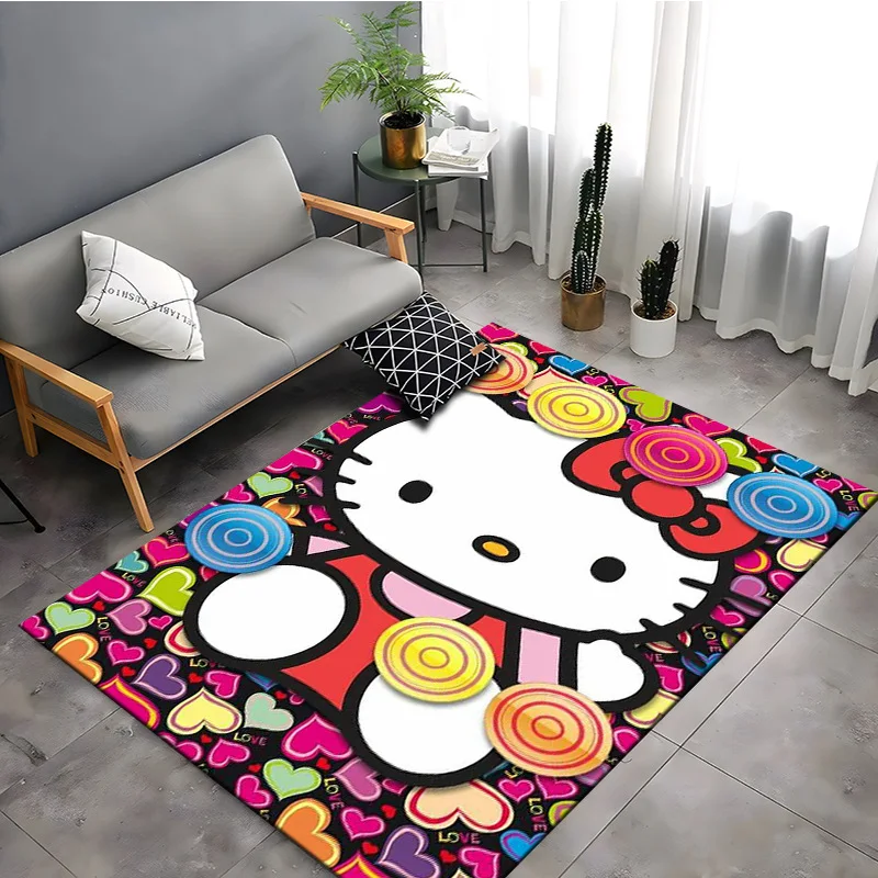 Sanrio Hello Kitty Large Area Rug Cartoon Kitty Pattern Non Slip Washable Soft Carpet  Living Room Bedroom Playroom Home Decor - view 5
