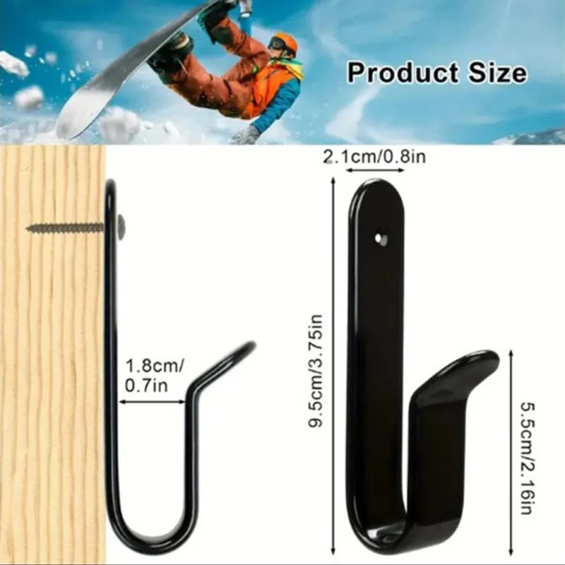 Wall Mounted Metal Storage Rack Indoor Horizontal Display Clip for Snowboard Surfboard Skateboard