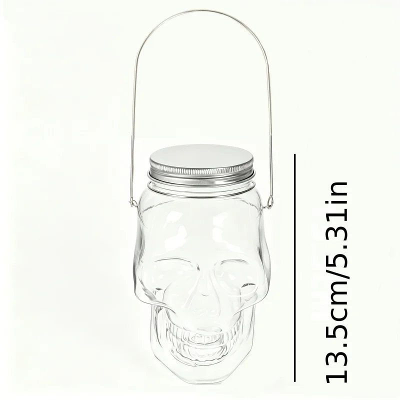 14/26Pcs Clear Skull Plastic Jars With Metal Handle Sealing Lids Halloween Storage Containers Haunted House Party Decor Ornament