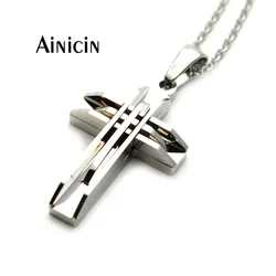 Send Free Chain High Fashion Men's Jesus Christian Jewelry 316L Stainless Steel Cross Pendants For Male Gift Jewelry