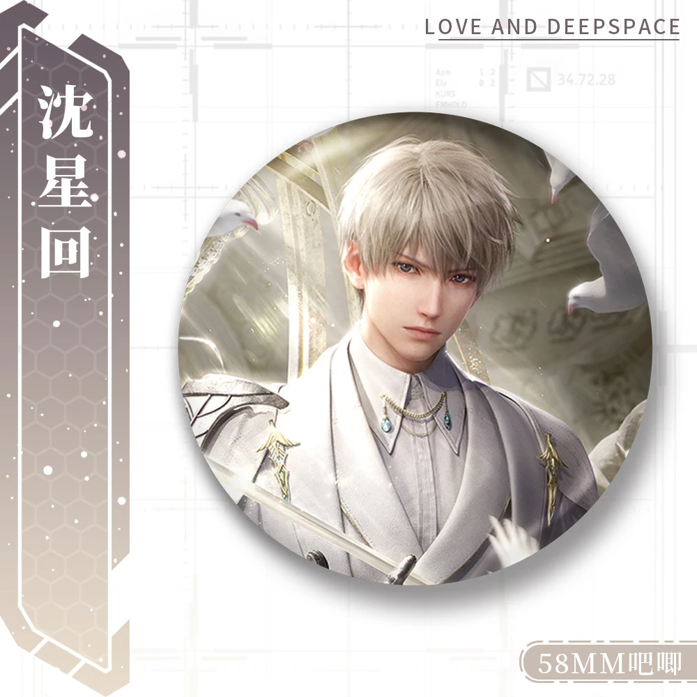 58mm Game Love en Deepspace Zayne Rafayel Caleb Sylus Xavier Cosplay KOSTUUM Badge Pin SPTE Blik Broche Prop Kerstcadeau