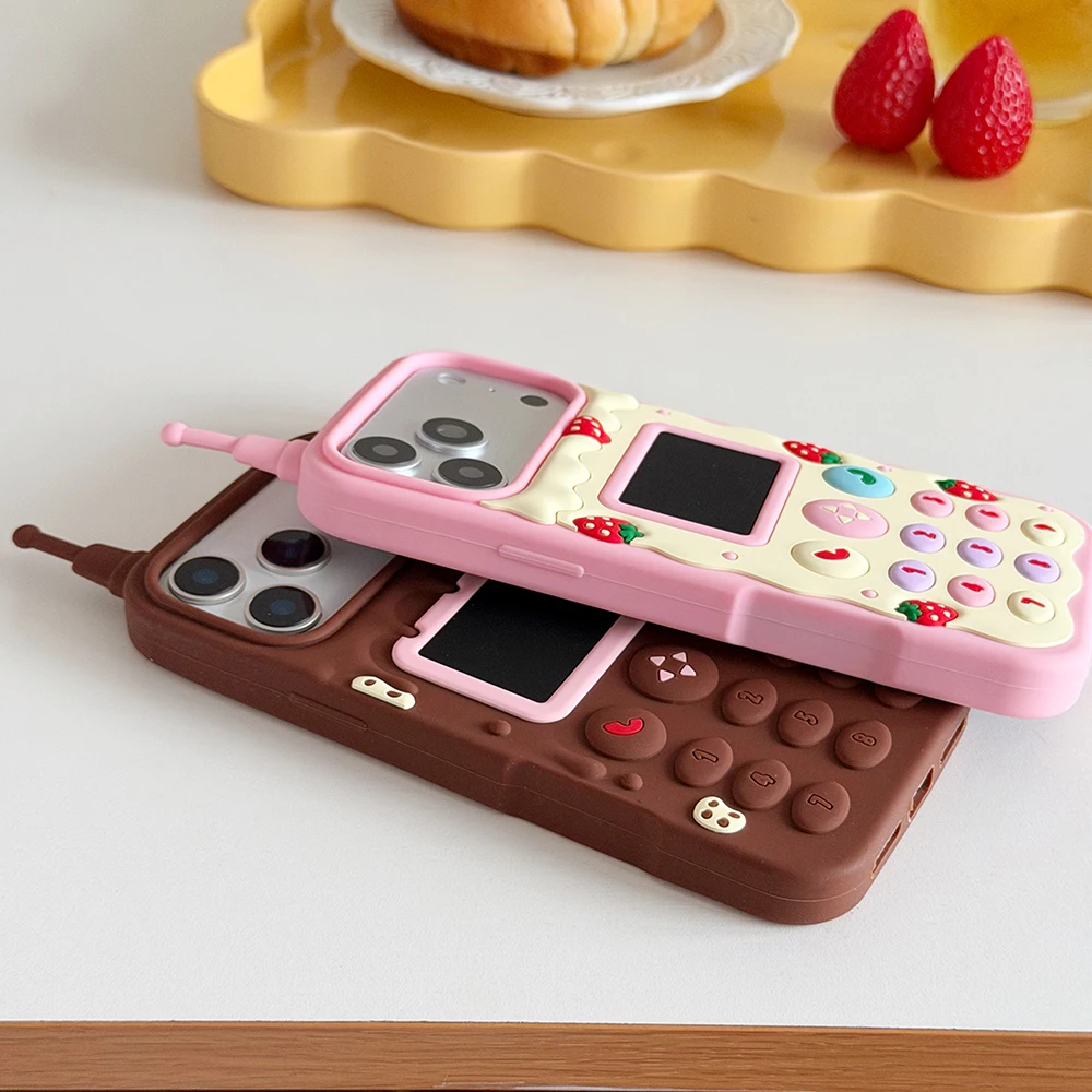 Lustige 3D-Creme-Schokoladen-Handyhülle aus weichem Silikon für iPhone 12 13 14 15 16 17 18 Pro Max Kawaii stoßfeste Rückabdeckung – Detail 7