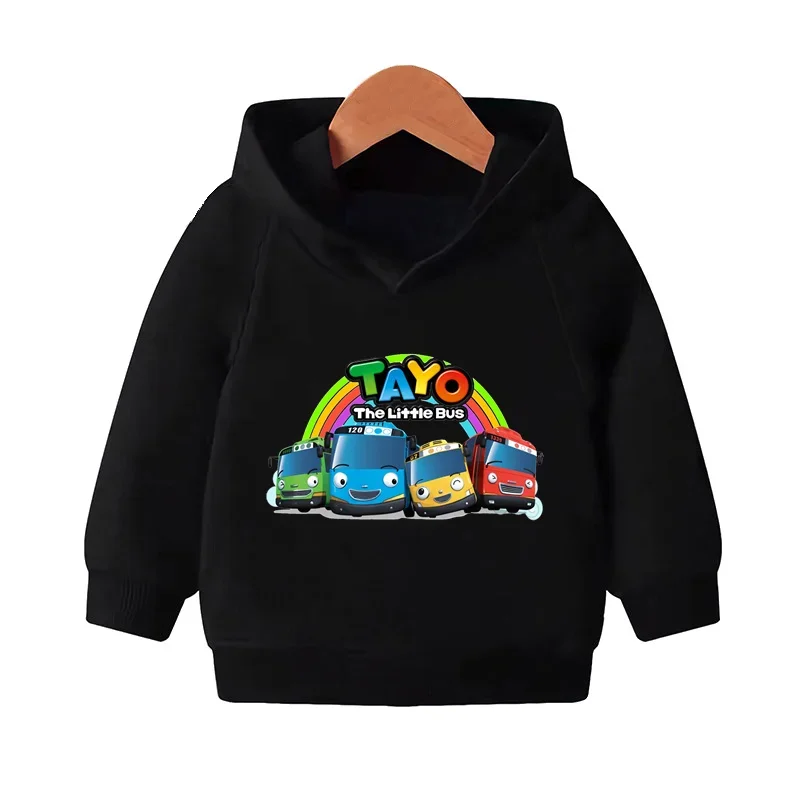 Hot Sale Tayo the Little Bus Cartoon Kids Hooded Hoodies Girls Clothes Children Sweatshirts Autumn Baby Pullover Tops,KMT5837